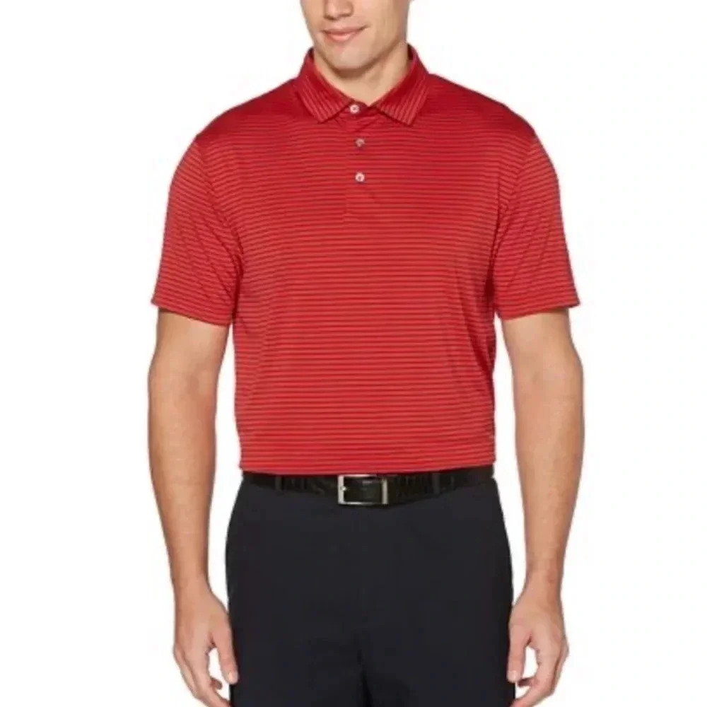 PGA Striped Golf Polo Performance Shirt Sz M NWT